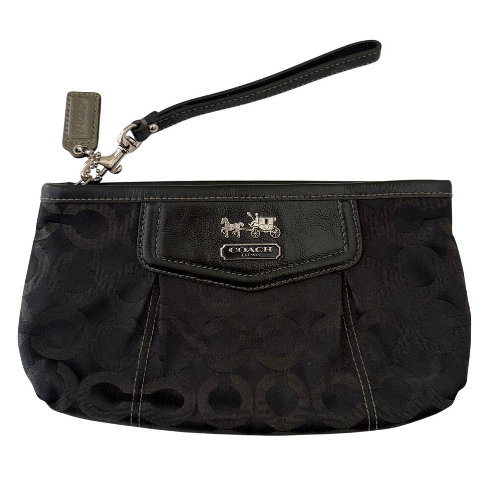 Coach Black Signature Madison Art Op Wristlet Clutch Purse Monogram Y2K Vintage
